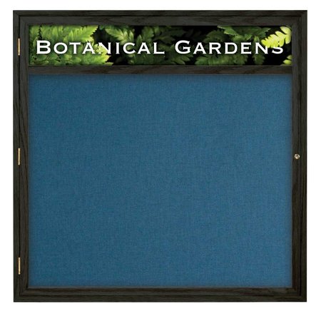 UNITED VISUAL PRODUCTS Double Door Enclosed Radius EZ Tack Board, 48"x36", Bronze/Green UV7003EZ-GREEN-BRONZE